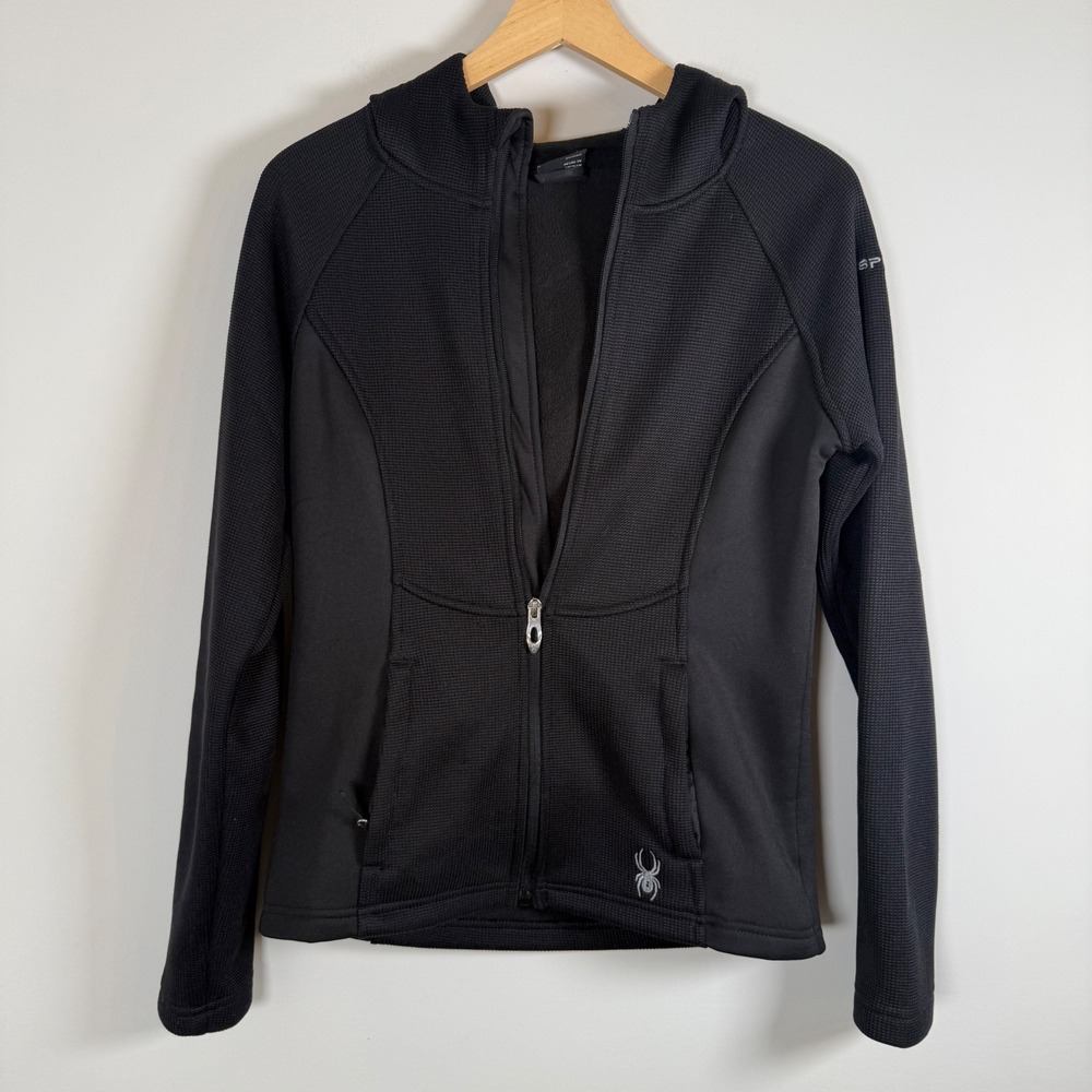 Spyder Fleece Lined Hooded Zip Up Jacket Coat Small Mountain Wear Gorp Core